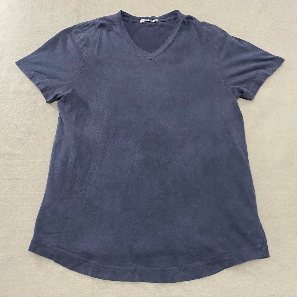 Buck Mason Shirt Men XL Gray V Neck Short Sleeve Stretch Pullover Casual USA